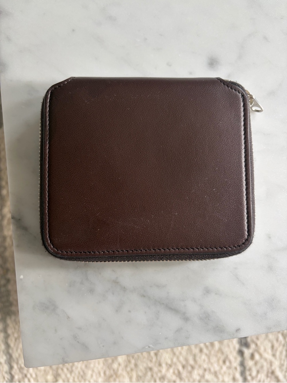 The Row Dark Brown Leather Zip Wallet